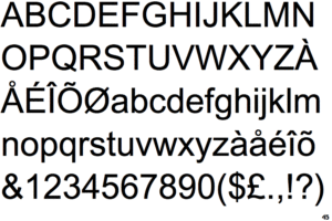 Graphic showing various versions of Arial font family