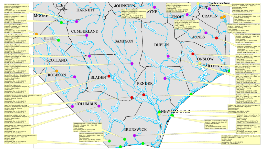 River Cresting Map for N.C._Hurricane Florence_9-18-18